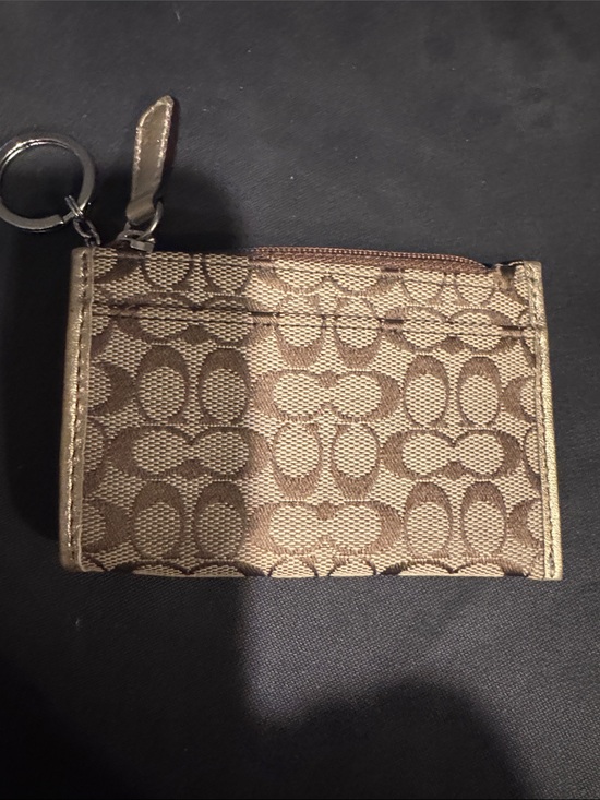 Coach Accessories - Coach Brown Signature Canvas Card Case with Keyring - excellent condition